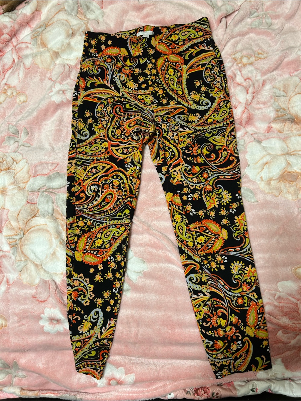 NY & Co woman’s straight leg dress or casual pants with bright pattern